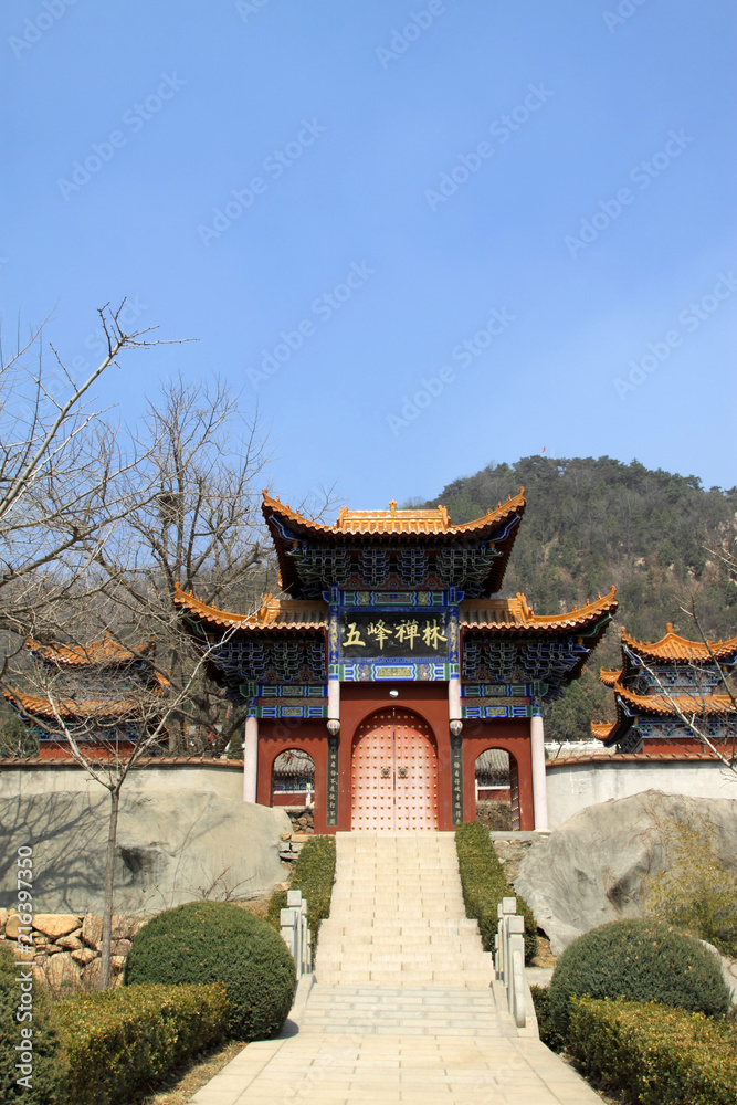gate of ChanLin Temple, Chinese traditional architectural style gate of ChanLin Temple, Chinese traditional architectural style