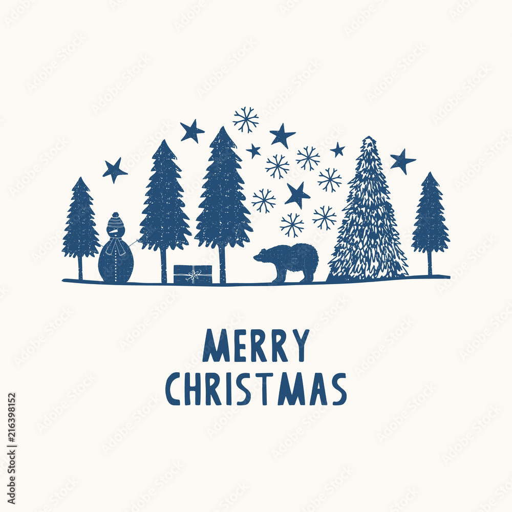 Fototapeta premium Christmas design elements. Vintage winter card. Vector wonderland.