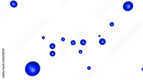 blue three-dimensional spheres. abstract background. 3D rendering