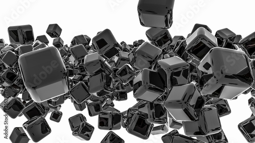 dark glossy three-dimensional cubes. abstract background. 3D rendering
