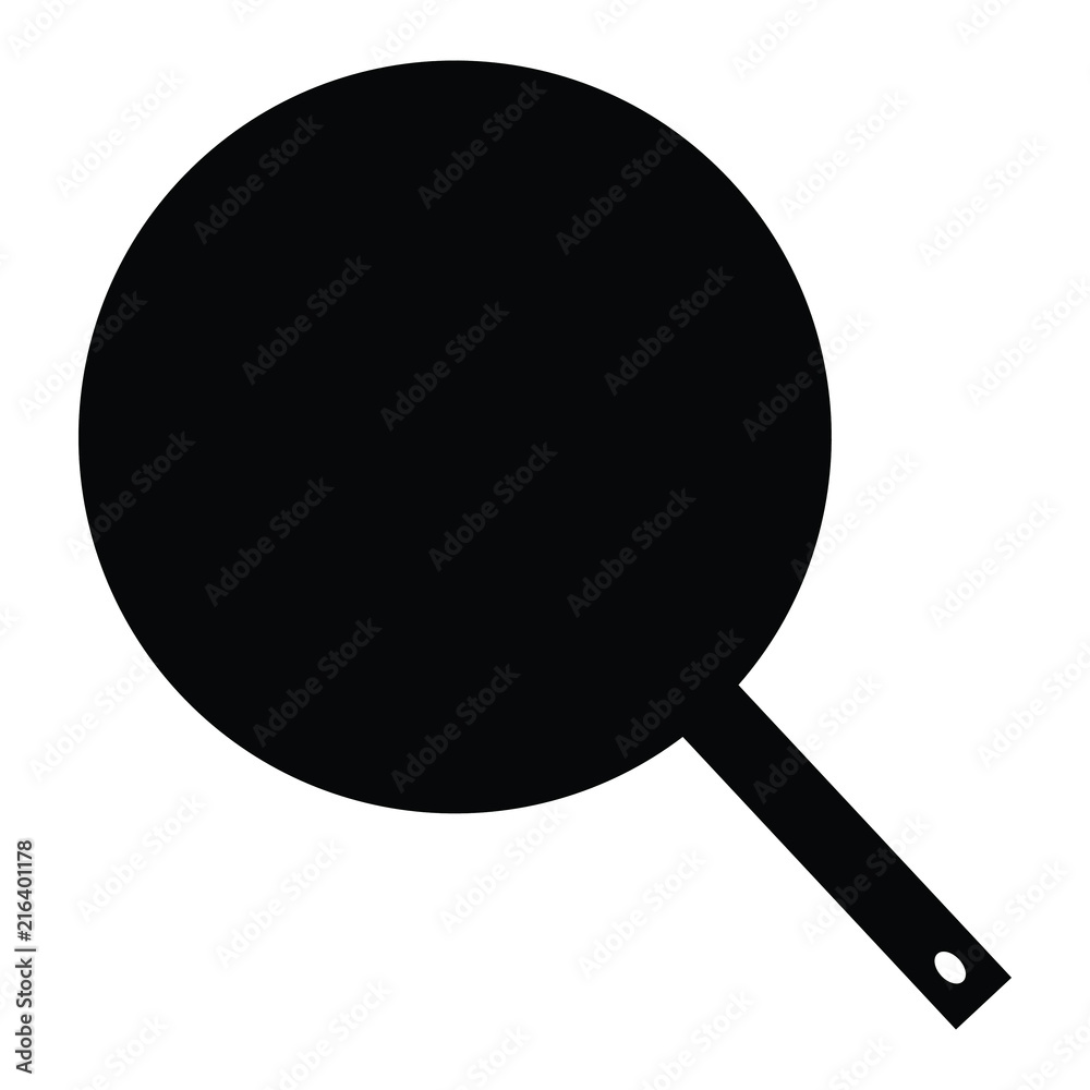 A black and white silhouette of a frying pan A black and white silhouette of a frying pan