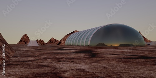 Extremely detailed and realistic high resolution 3D illustration of a Mars like Landscape