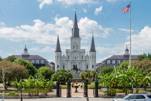 Saint Louis Cathedral and Jackson Square in New Orleans, Louisiana, United States