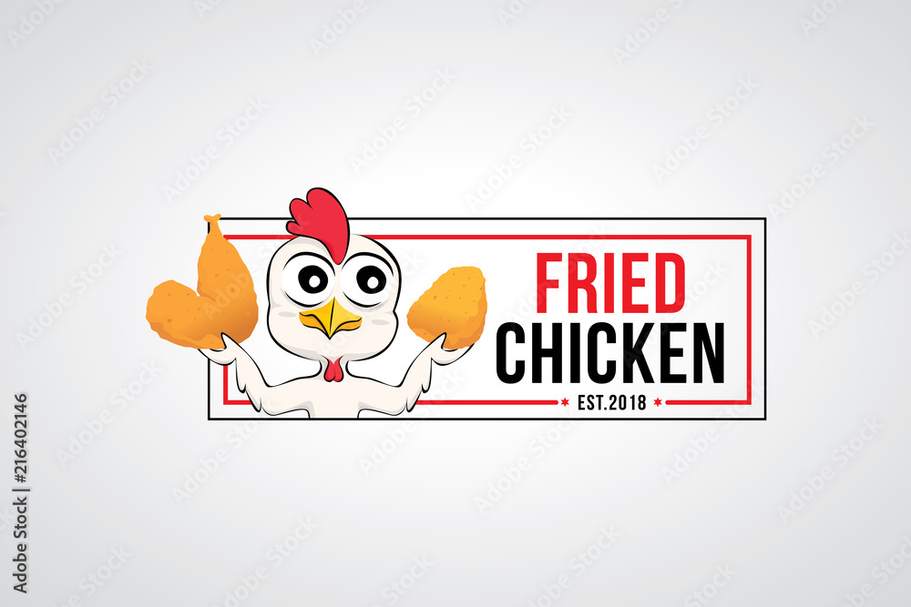 Fried chicken logo template isolated on white background. Vector illustration of fast food concept Fried chicken logo template isolated on white background. Vector illustration of fast food concept