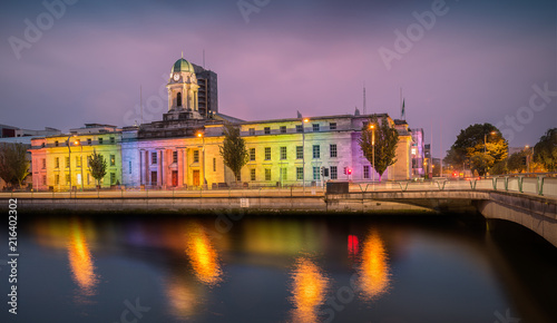 Cork City Hall During Cork Pride 2015 with Rainbow Colours