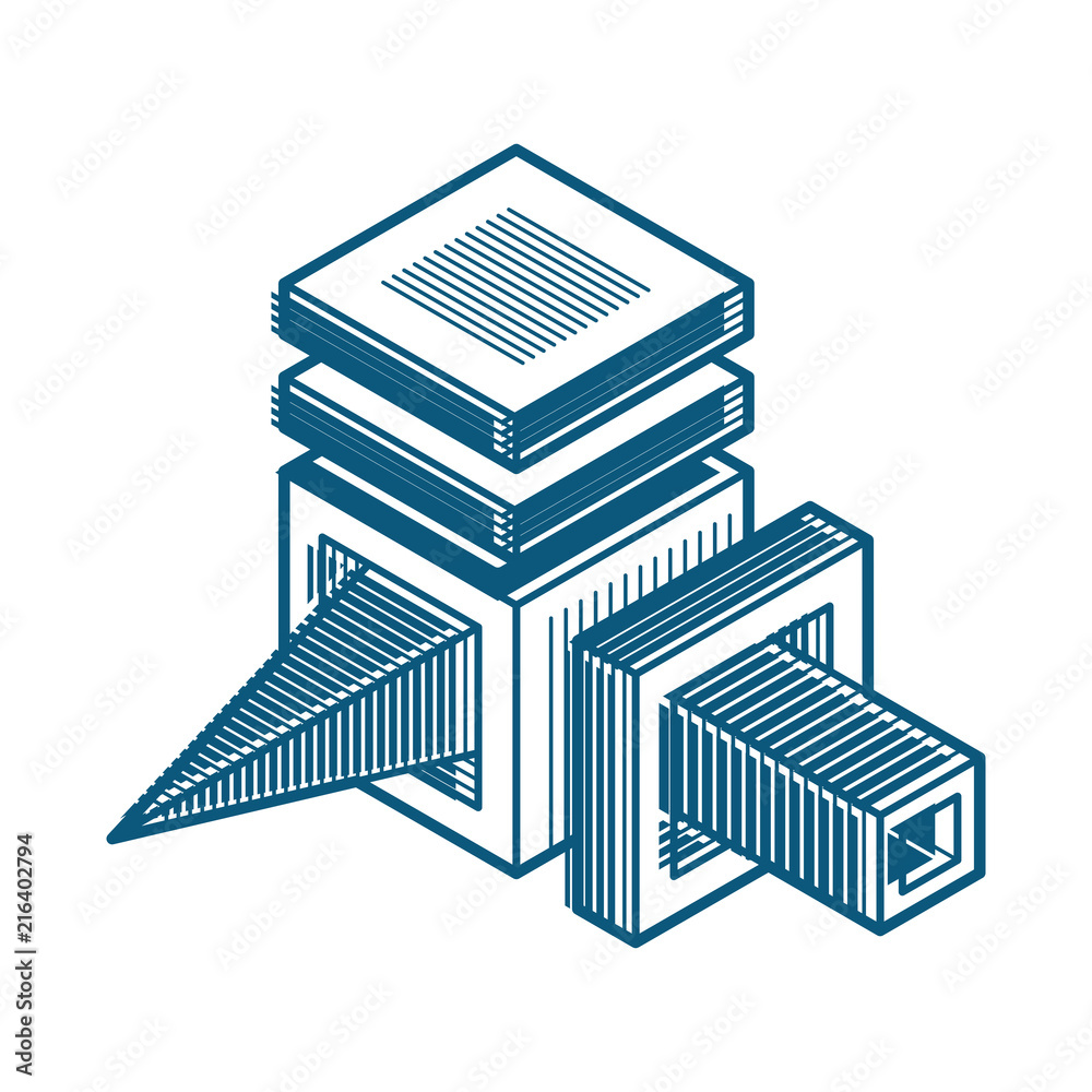 Abstract vector geometric form, 3D polygonal shape. Abstract vector geometric form, 3D polygonal shape.