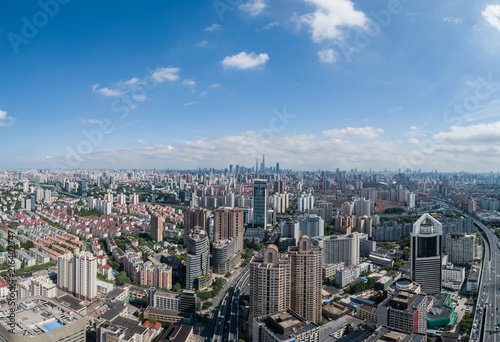 Aerial View of Shanghai city in a sunny day