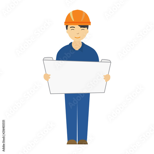 Worker Engineer with a Paper in Hand