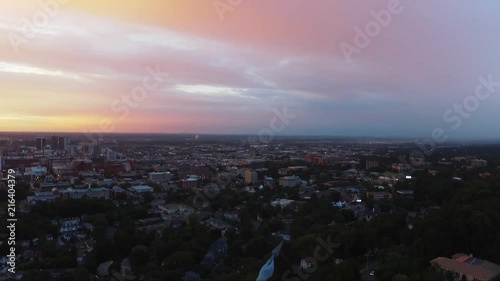 Drone Shot of Vulcan Statue During Sunset photo