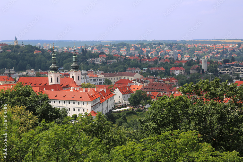 Aerial view of Strahov monastery in Prague, Czech Republic