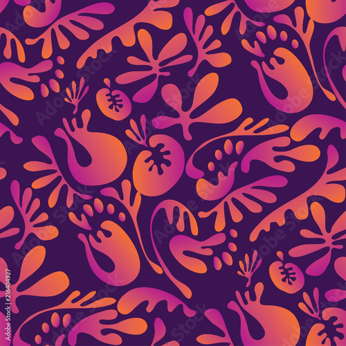 Exotic leaves and floral seamless pattern for background