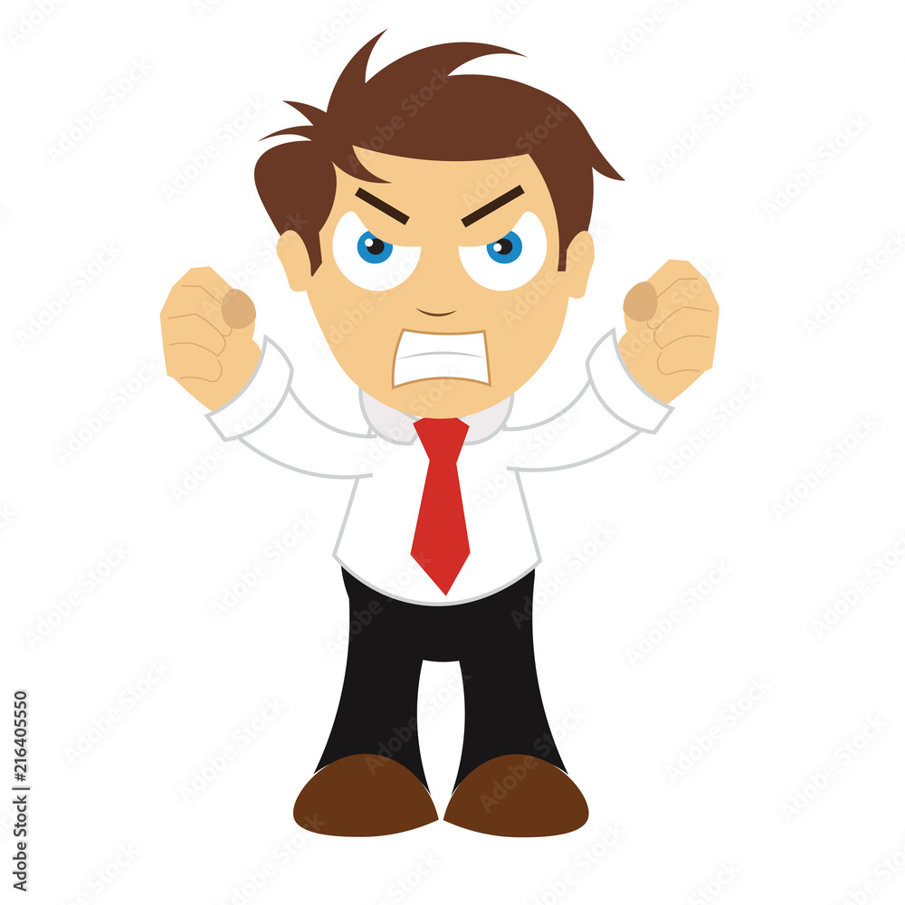 Angry Man Boss Worker Employee Cartoon Vector Illustration Stock Vector |  Adobe Stock