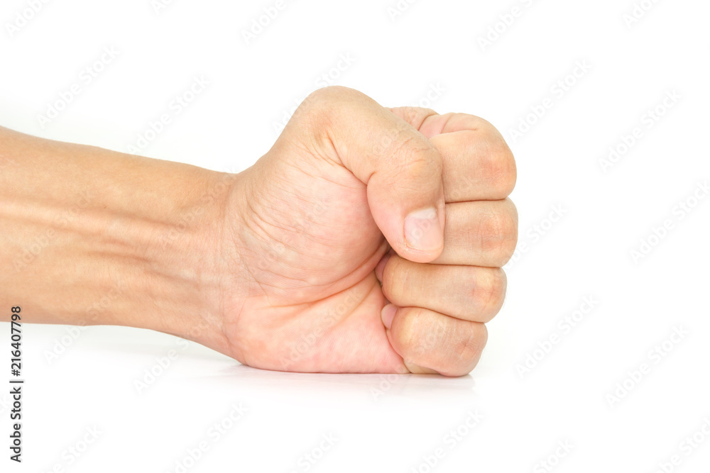 hand of man symbol fist smash on white background. hand of man symbol fist smash on white background.