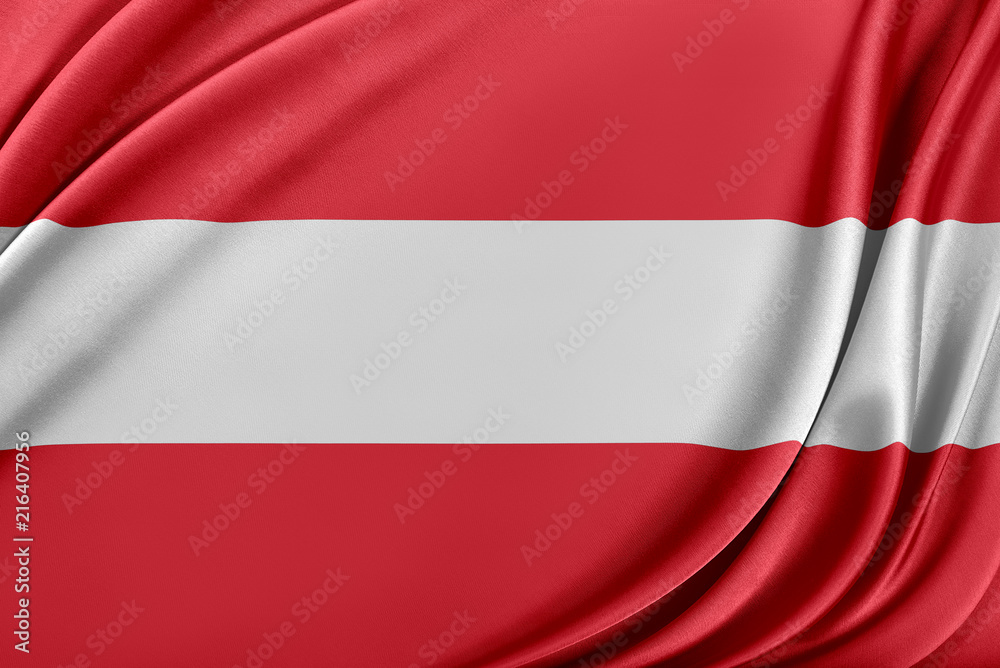 Obraz premium Austria flag with a glossy silk texture.