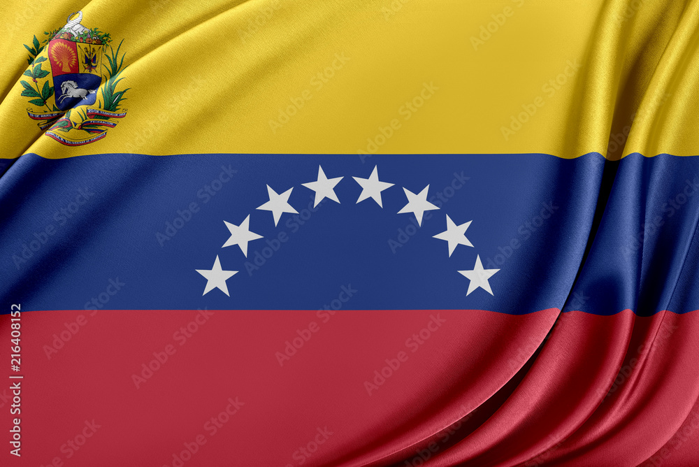 Fototapeta premium Venezuela flag with a glossy silk texture.