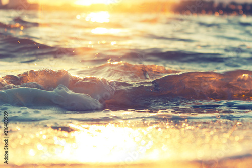 Blur tropical sunset beach