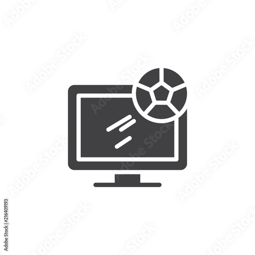 Soccer Live Match On TV vector icon. filled flat sign for mobile concept and web design. Sport news simple solid icon. Symbol, logo illustration. Pixel perfect vector graphics