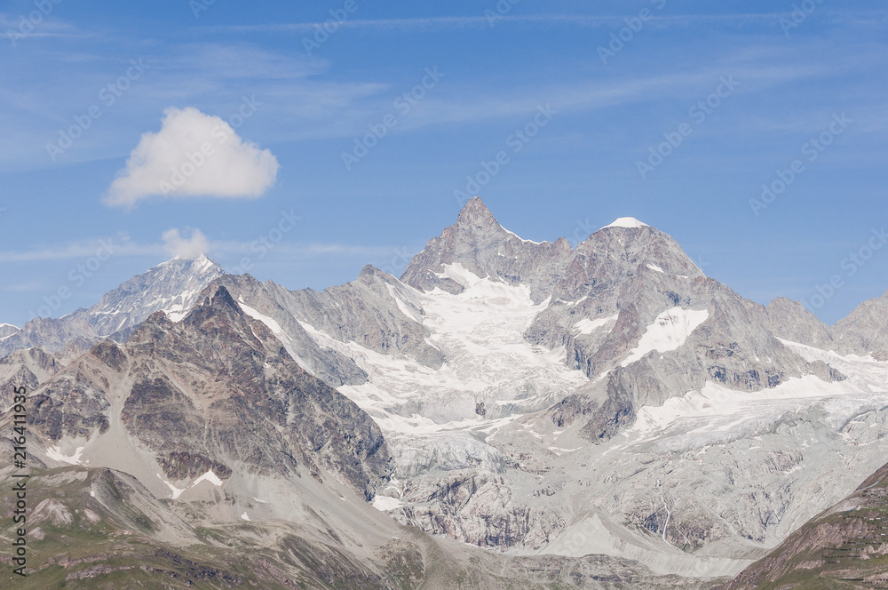 Zermatt, Wallis, Alpen, Wellenkuppe, Zinalrothorn, Ober Gabelhorn, Gabelhorngletscher, Gletscher, Wanderweg, Schweizer Berge, Sommer, Schweiz