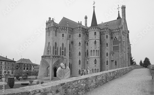 Autumn evening and the palace of the abbot in Astorga photo