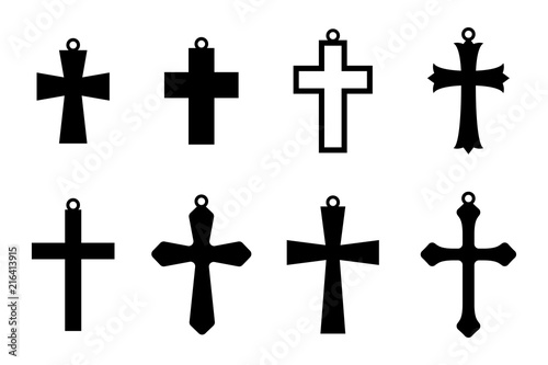 Fototapeta Set of the black earring crosses