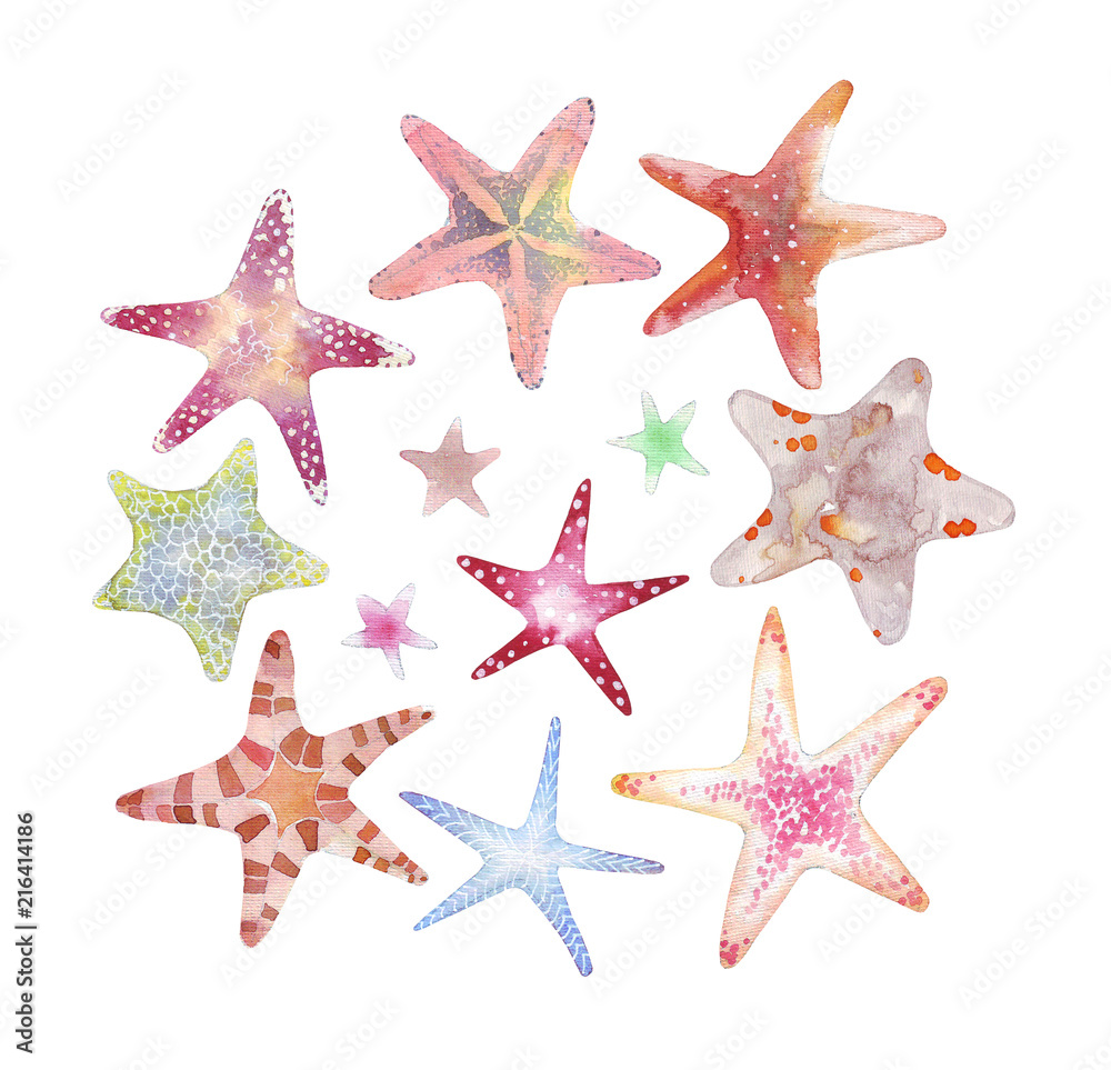 Set of colorful starfishes Set of colorful starfishes