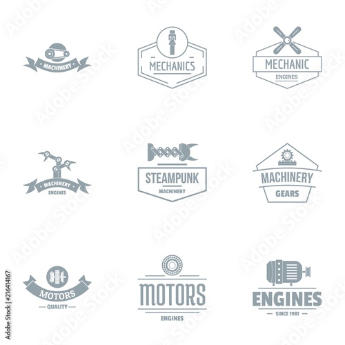 Mech logo set. Simple set of 9 mech vector logo for web isolated on white background