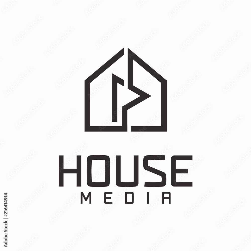 Minimalist House Media Logo Design Concept Minimalist House Media Logo Design Concept