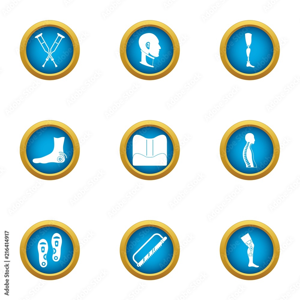 Cripple icons set. Flat set of 9 cripple vector icons for web isolated on white background