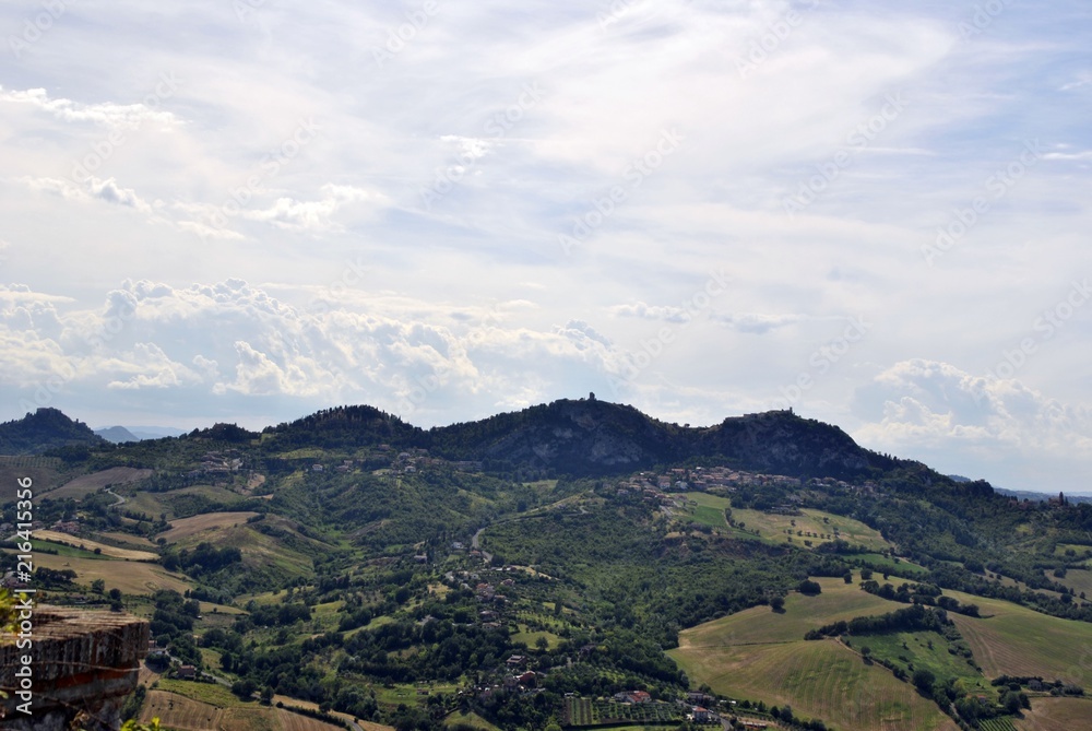a view of italian countryside in Romagna at Verrucchio castle