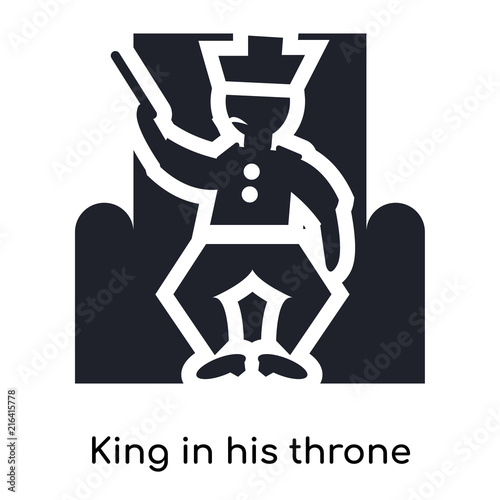Quadro su tela King in his throne icon vector sign and symbol isolated on white background, Kin
