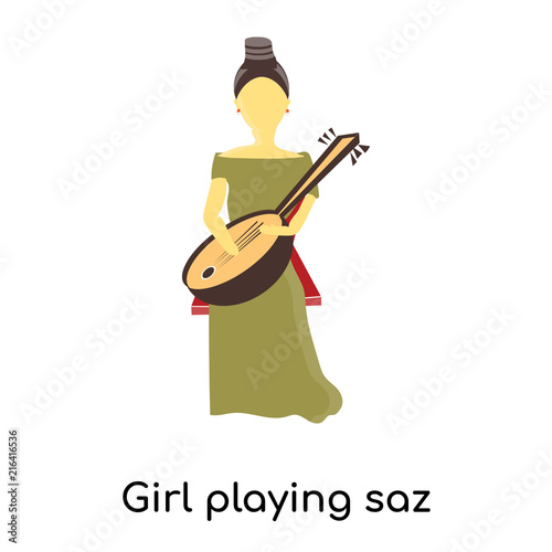 girl playing saz icon isolated on white background. Simple and editable girl playing saz icons. Modern icon vector illustration.