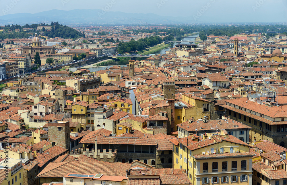 Beautiful view of Florence from Palazzo Vecchio in Florence, Italy