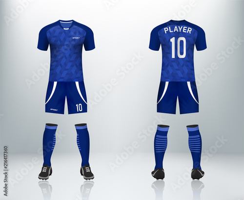 Blue soccer jersey uniform set  design in vector illustration