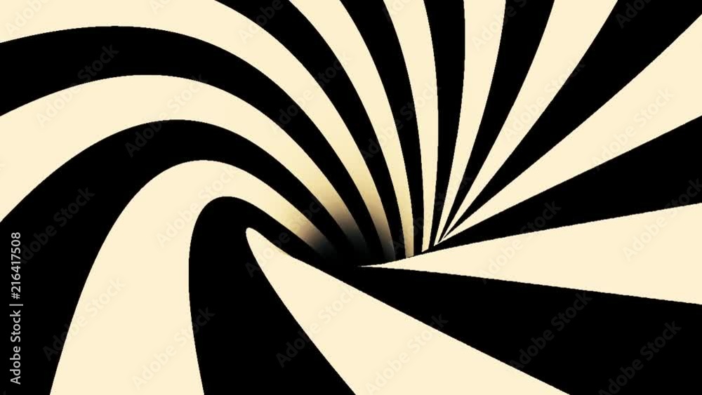 Animation of a black and white optical illusion. Black and white spiral