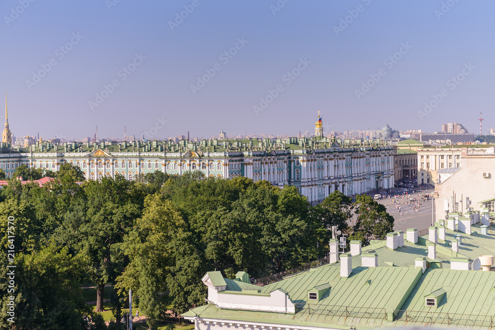 View from the roofs to St. Petersburg, the sights of the city from a height