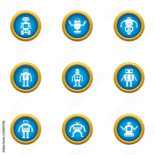 Humanoid icons set. Flat set of 9 humanoid vector icons for web isolated on white background