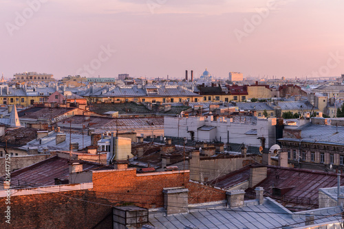 View from the roofs to St. Petersburg, the sights of the city from a height