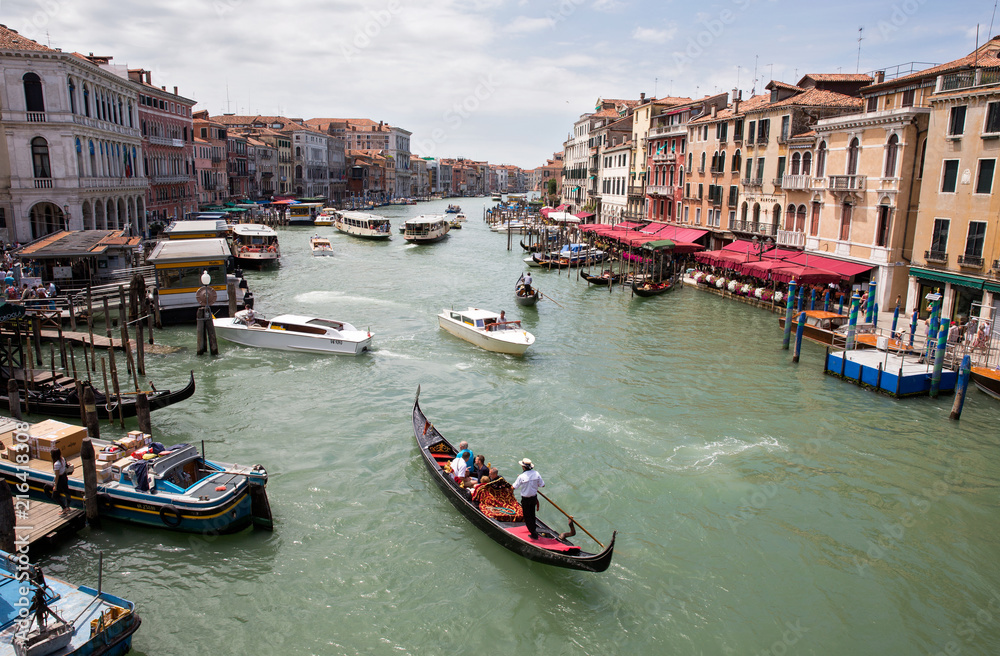 VENICE, ITALY: The gondolier floats in the Venetian lagoon.