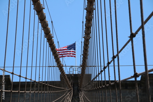 The American flag from Brooklyn Bridge