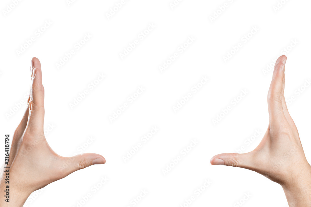 Hands making a frame, isolated on white background Hands making a frame, isolated on white background