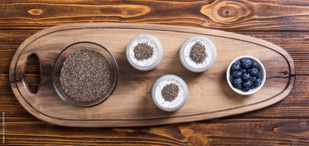 Fototapeta premium Chia seeds yogyrt pudding