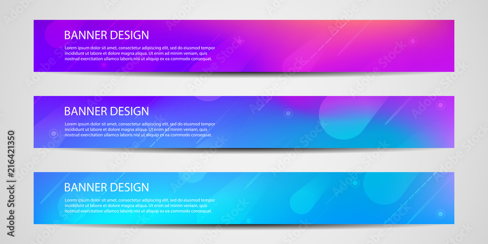 Banners with geometric pattern.Colorful halftone gradients. Vector illustrations