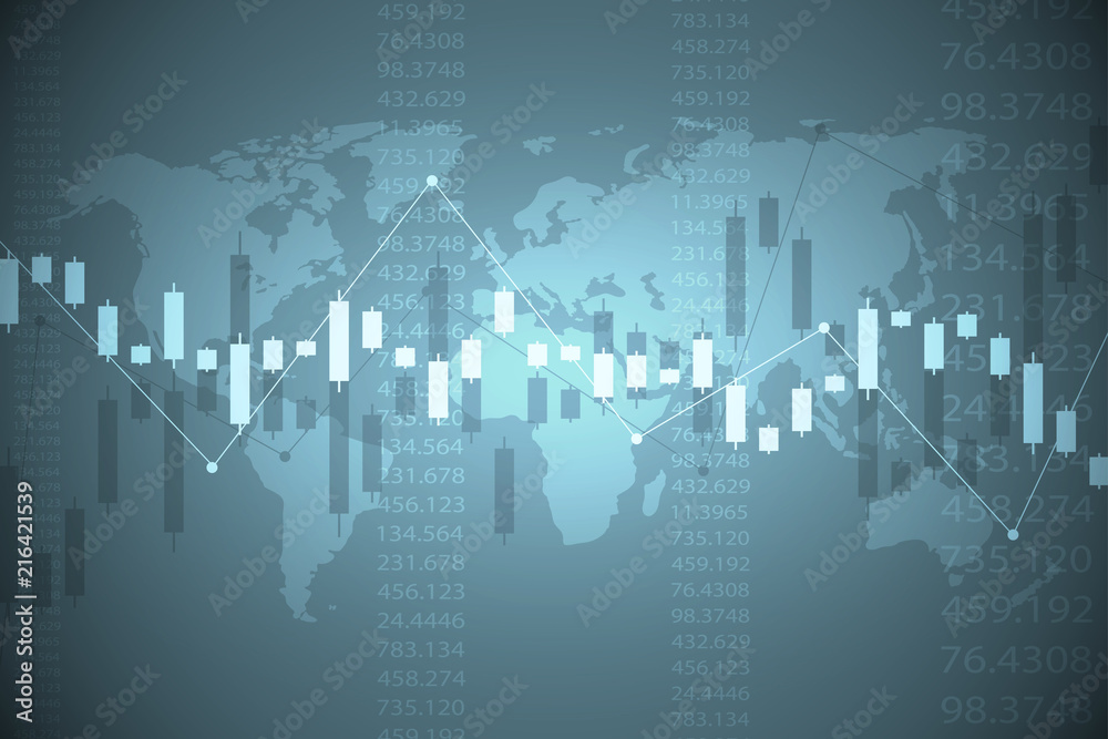 Fototapeta premium Business candle stick graph chart of stock market investment trading. Trend of graph. Vector illustration