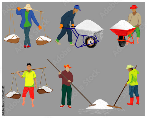 agriculturist cartoon shape work in saline field vector design