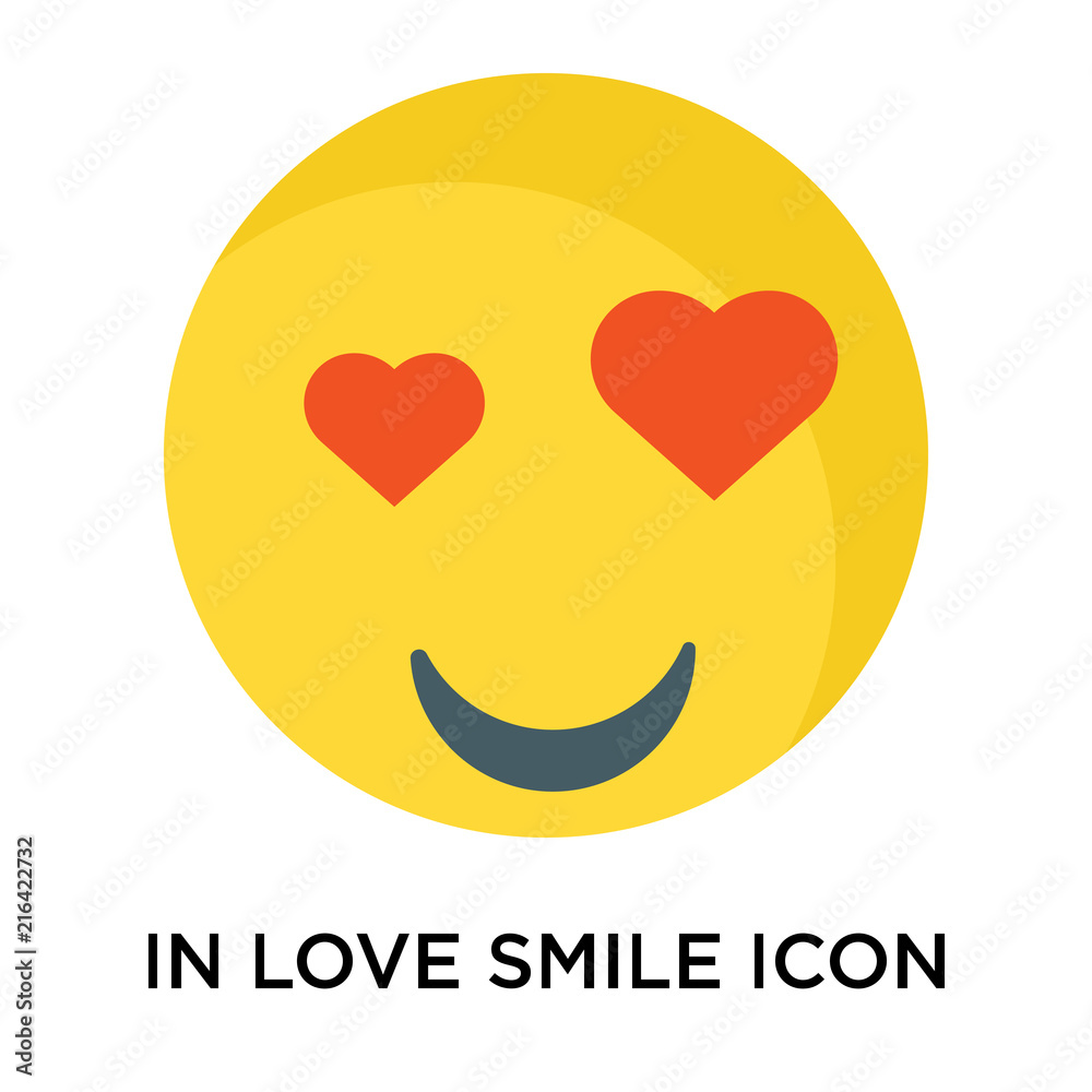 In love smile icon vector sign and symbol isolated on white background, In love smile logo concept In love smile icon vector sign and symbol isolated on white background, In love smile logo concept