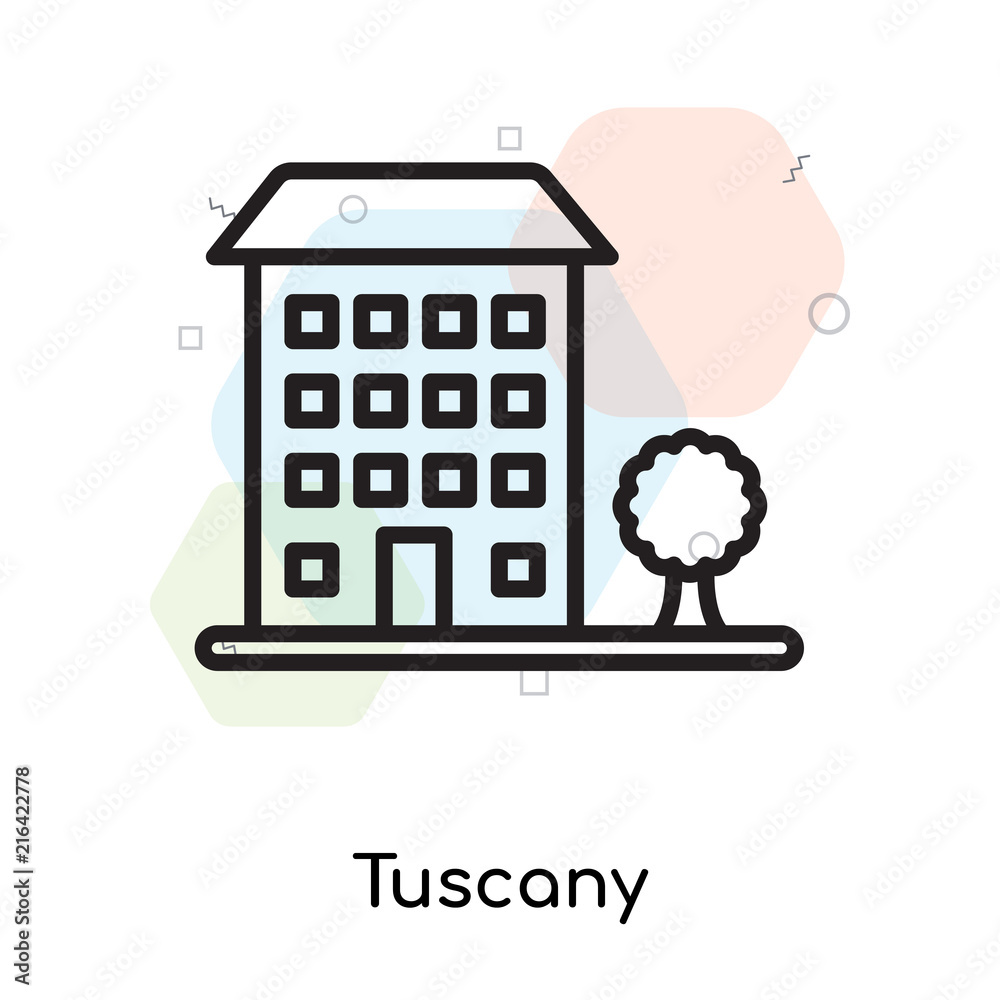 Tuscany icon vector sign and symbol isolated on white background, Tuscany logo concept Tuscany icon vector sign and symbol isolated on white background, Tuscany logo concept