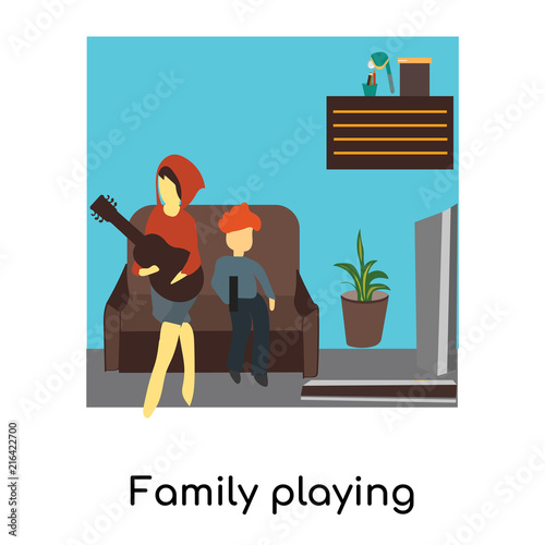 family playing guitar icon isolated on white background. Simple and editable family playing guitar icons. Modern icon vector illustration.