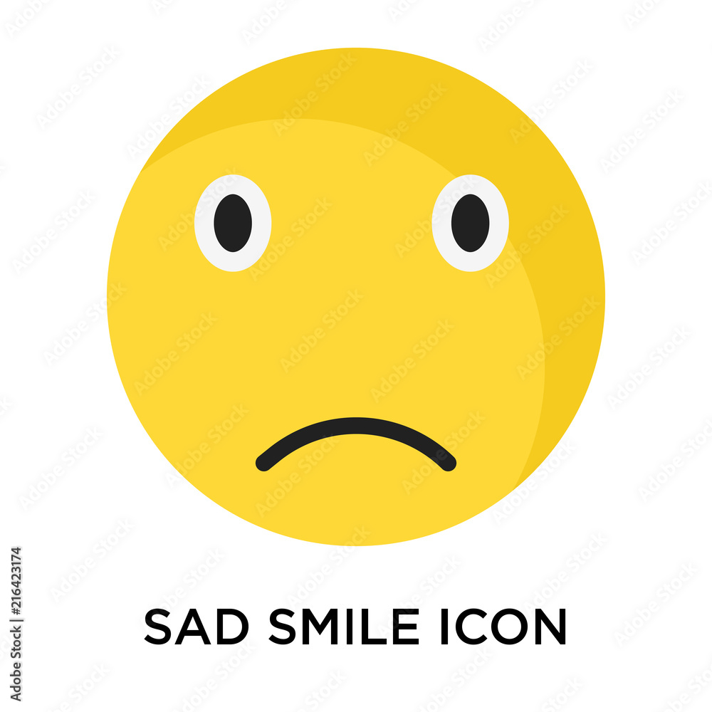 Sad smile icon vector sign and symbol isolated on white background, Sad  smile logo concept Stock Vector | Adobe Stock