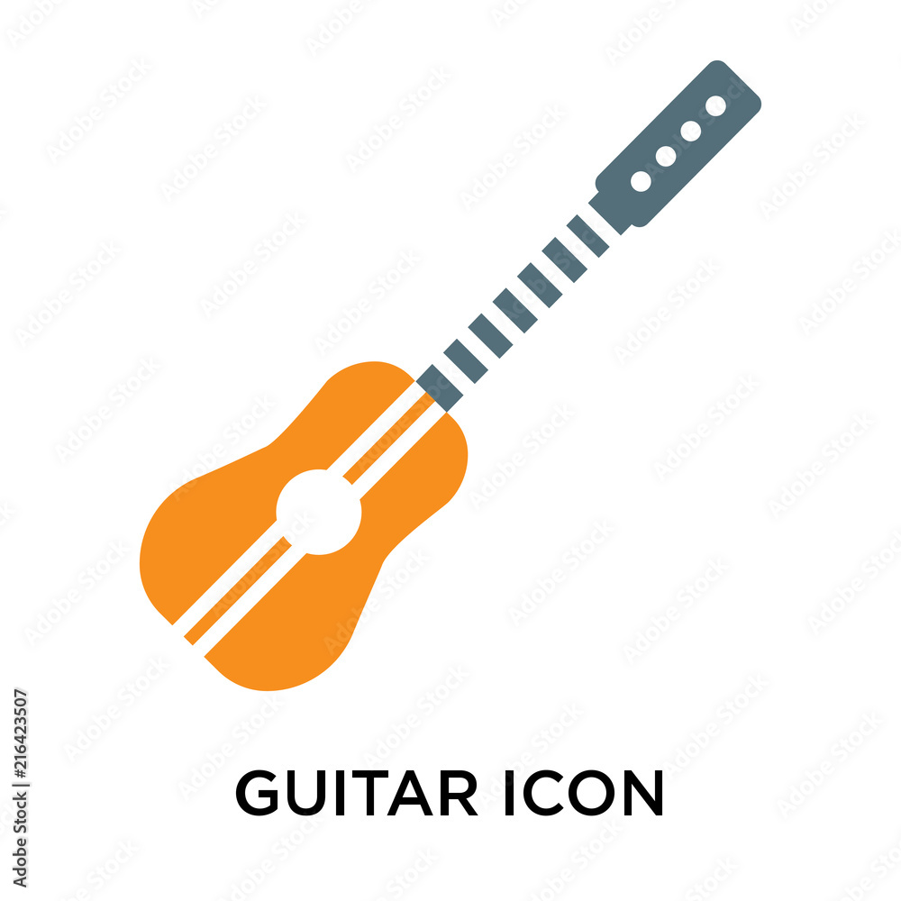 Guitar icon vector sign and symbol isolated on white background, Guitar logo concept Guitar icon vector sign and symbol isolated on white background, Guitar logo concept