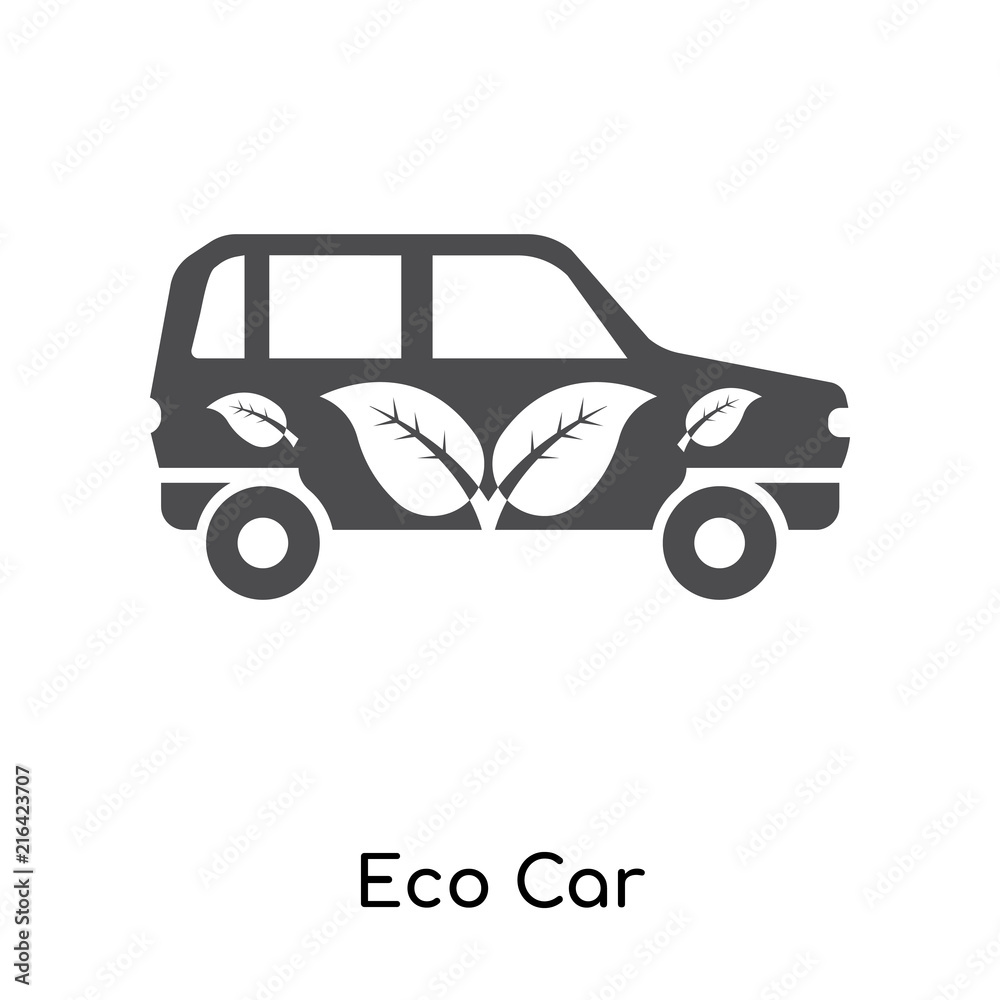 Eco Car icon vector sign and symbol isolated on white background, Eco Car logo concept